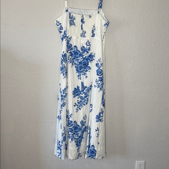 NEW Halogen Blue Sleeveless Floral Print Midi Dress Sz XL Vacation Summer Spring - Picture 9 of 10